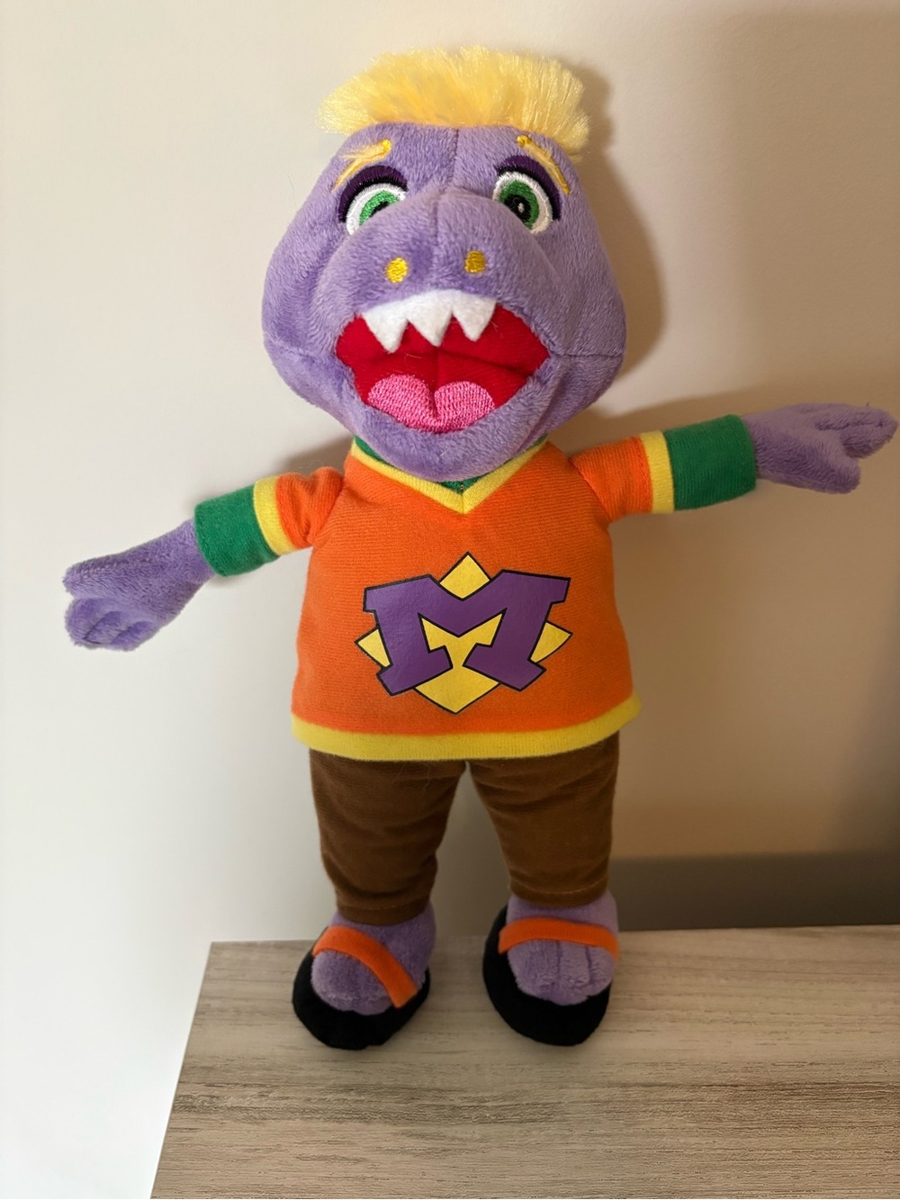 Chuck E Cheese Pizza Time Mr Munch Purple Monster Mascot 11” Plush